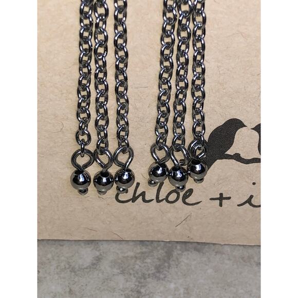 CHLOE + ISABEL gunmetal multi-chain tassel earrings - E070 - Picture 3 of 3